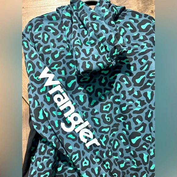 EUC Wrangler Retro Teal & Black Cheetah Hooded Jacket - Picture 11 of 15
